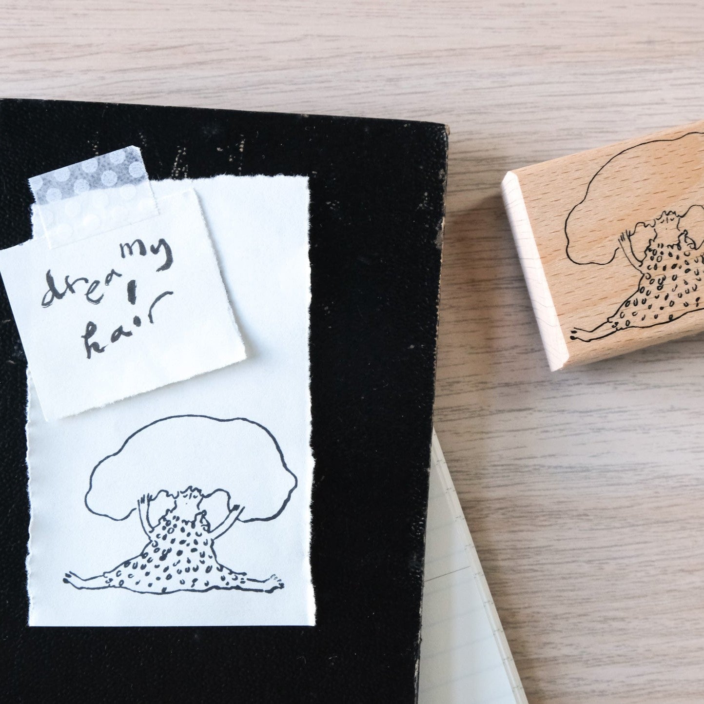 Dreamy Hair – Wooden Rubber Stamp
