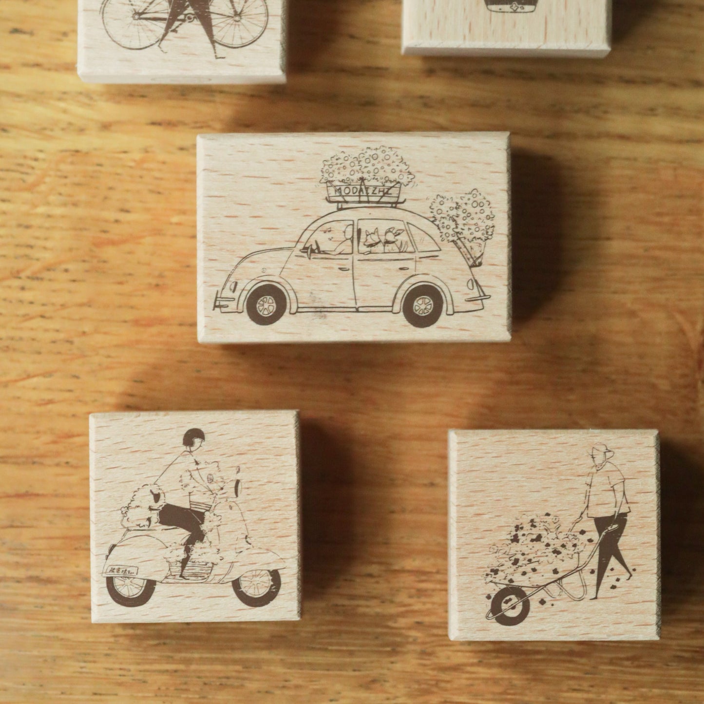 One Day Transportation Wood Stamps
