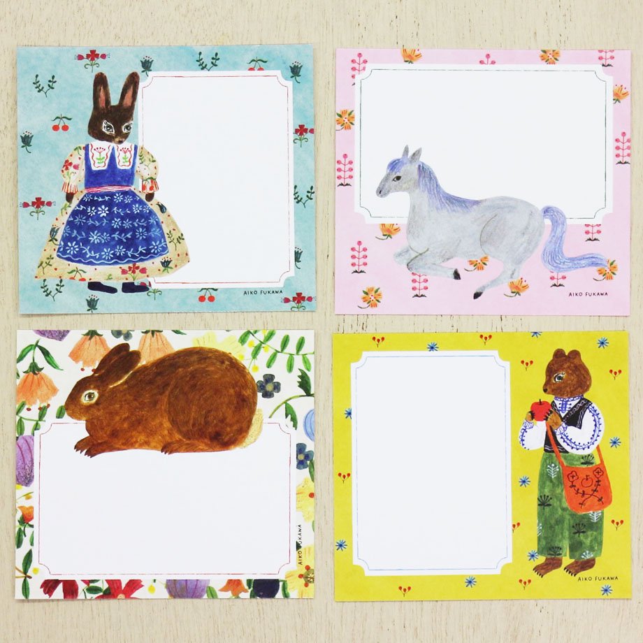 Aiko Fukawa flower and animals Memo Block