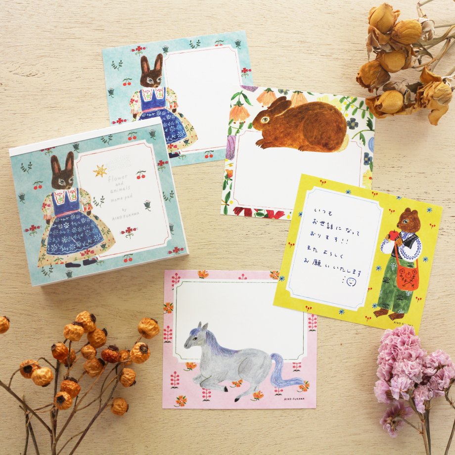 Aiko Fukawa flower and animals Memo Block