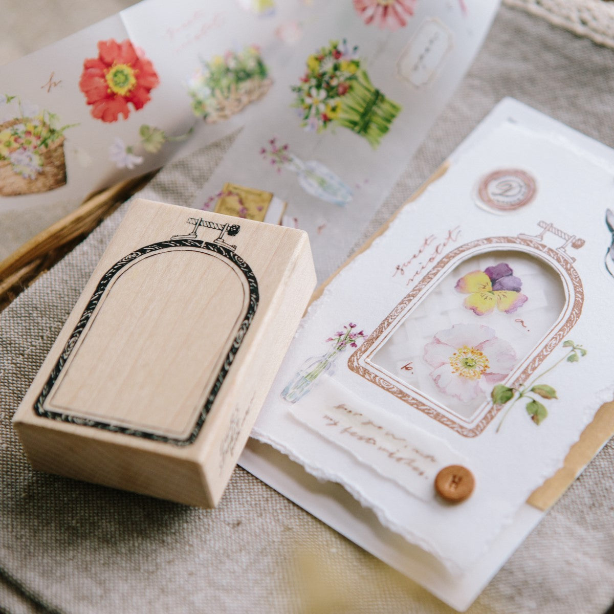 Window Embroidery Hoop Rubber Stamp