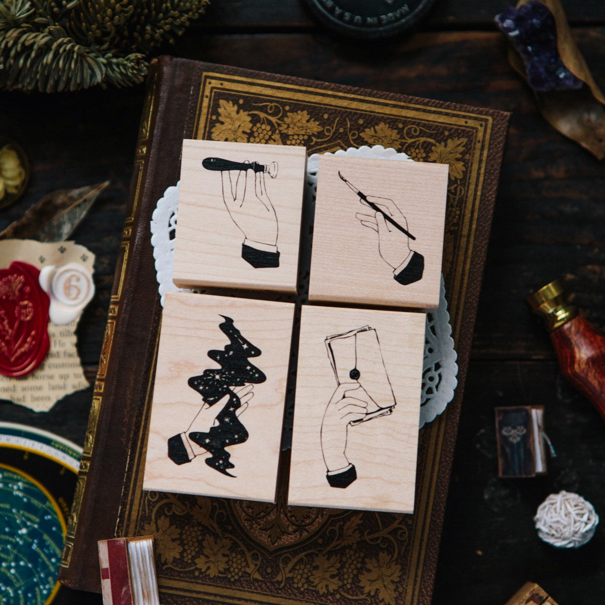 Hand Maple Wood Stamp Set B