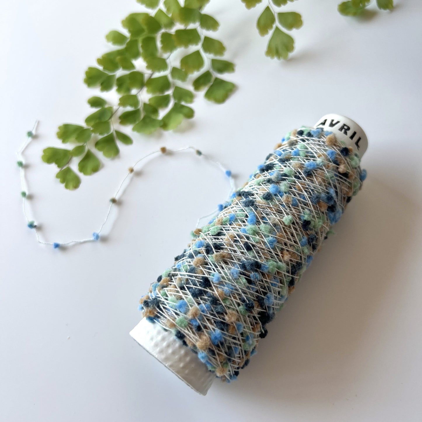 AVRIL Yarn Minicone Pafu Shinshiro White Blue