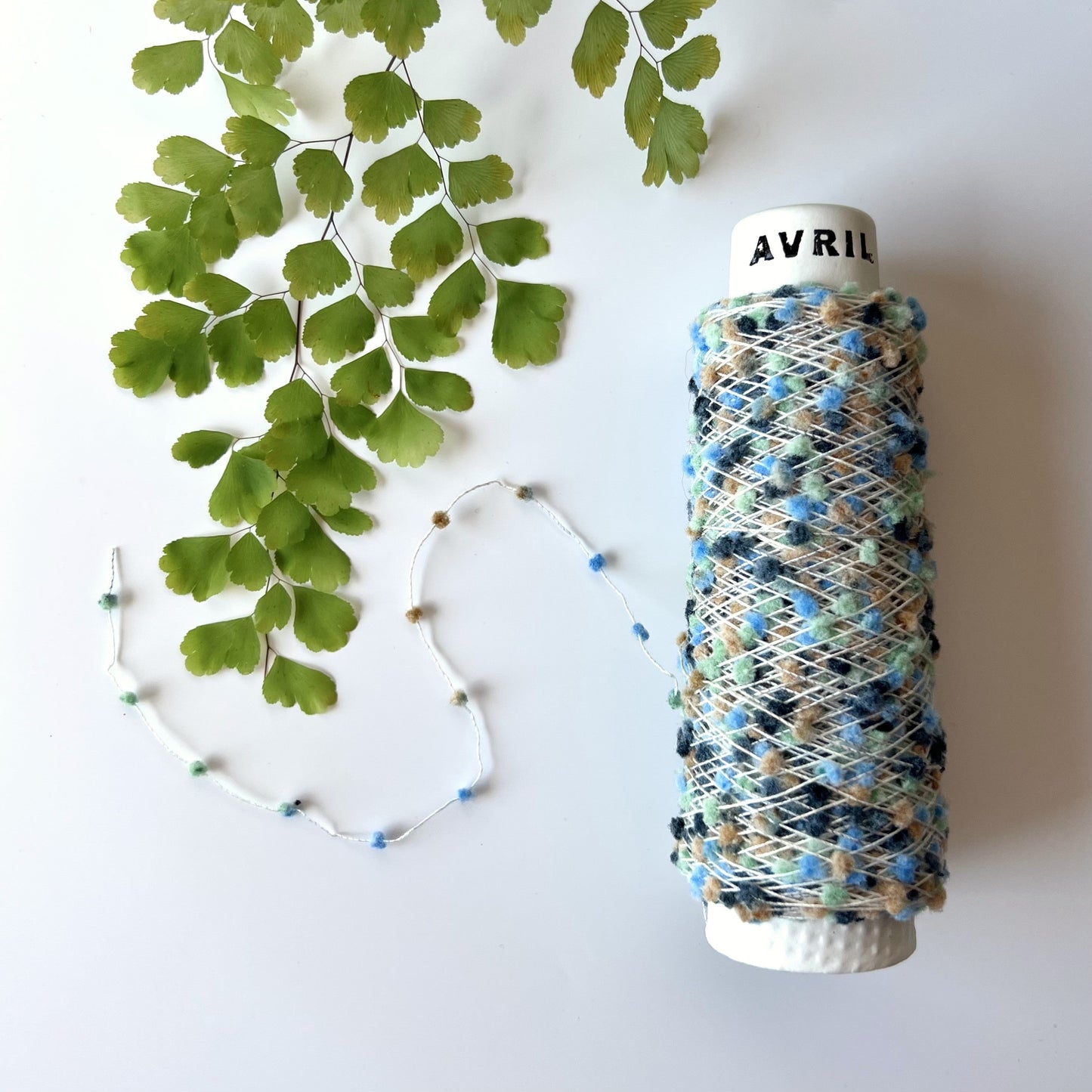 AVRIL Yarn Minicone Pafu Shinshiro White Blue