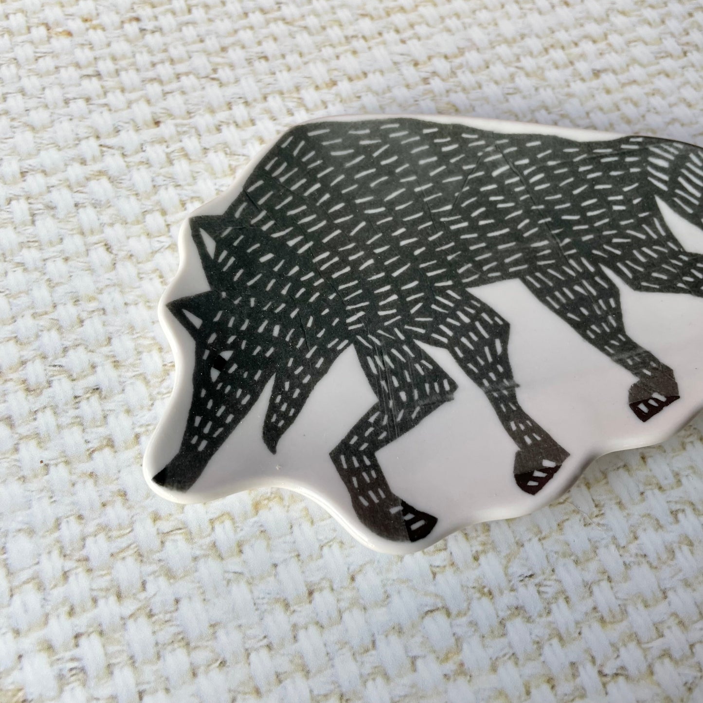 Grey Wolf Ceramic Dish