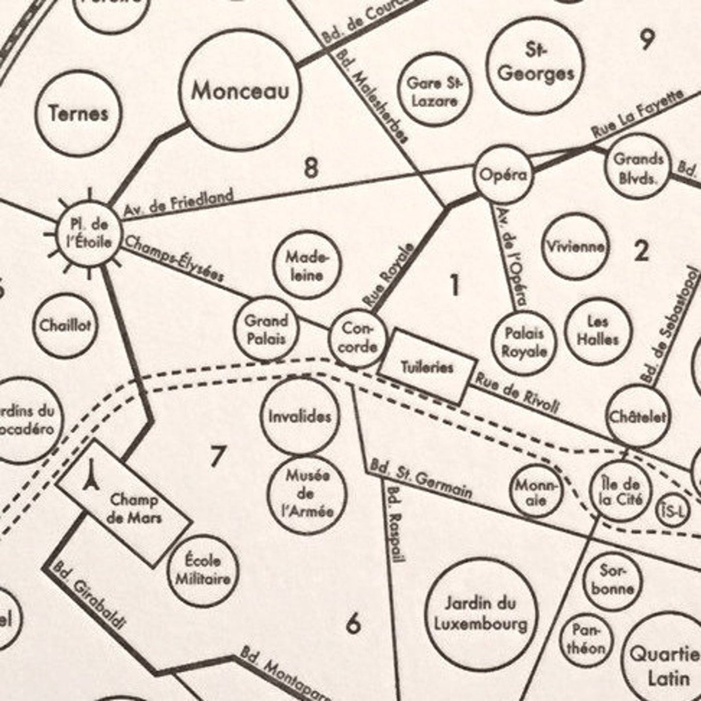 Paris Map Letterpress Print