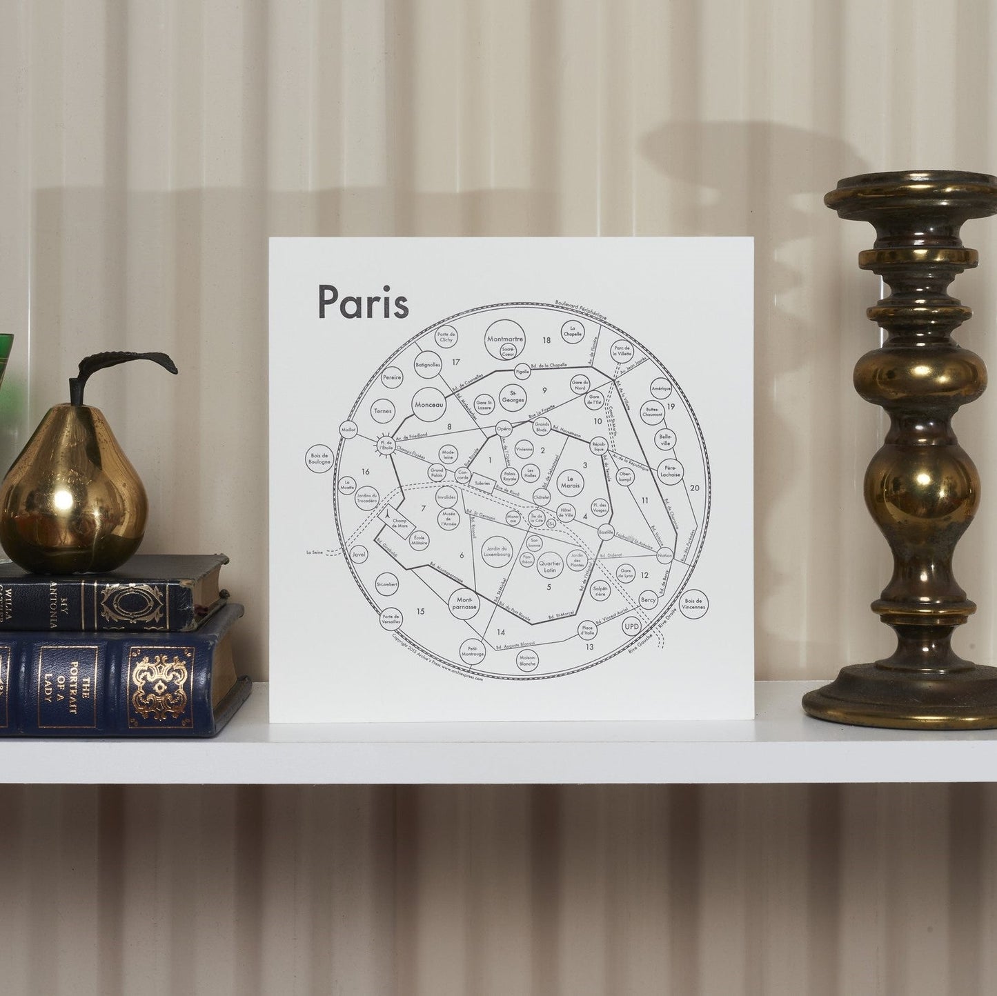 Paris Map Letterpress Print