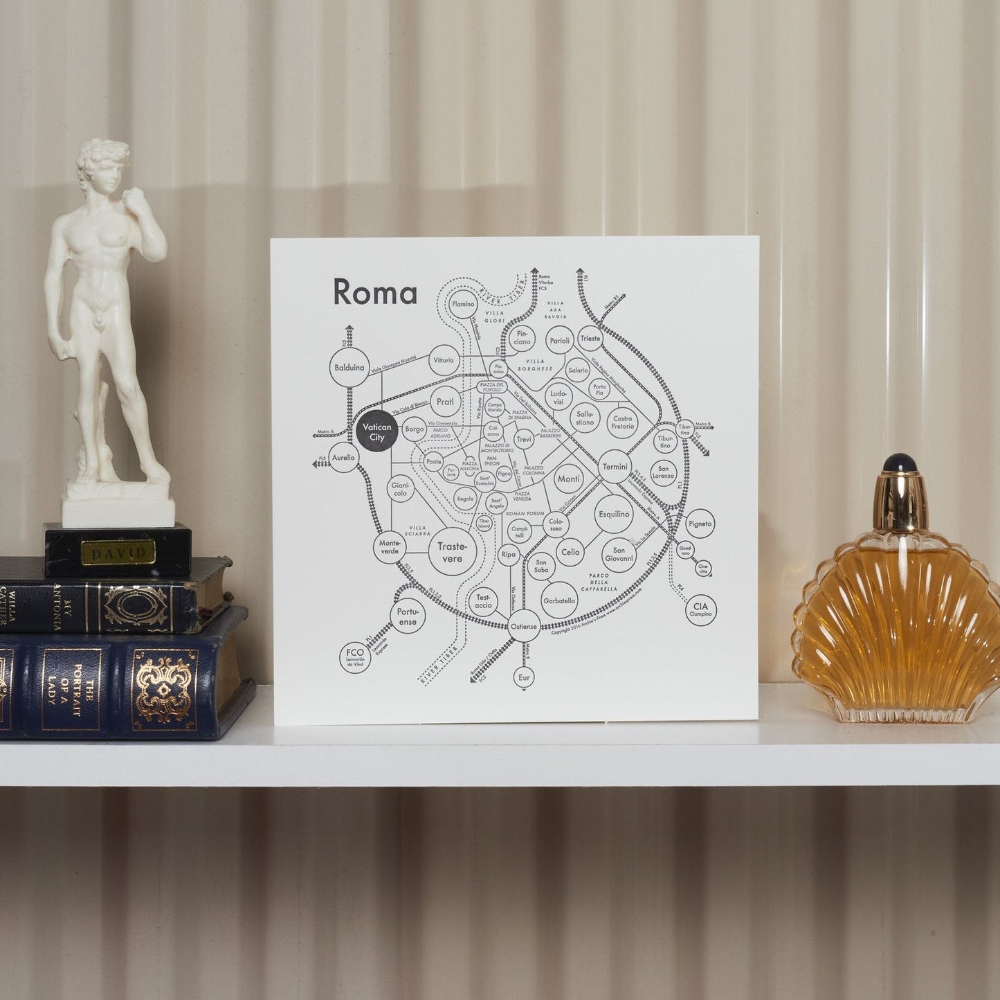 Rome Map Letterpress Print