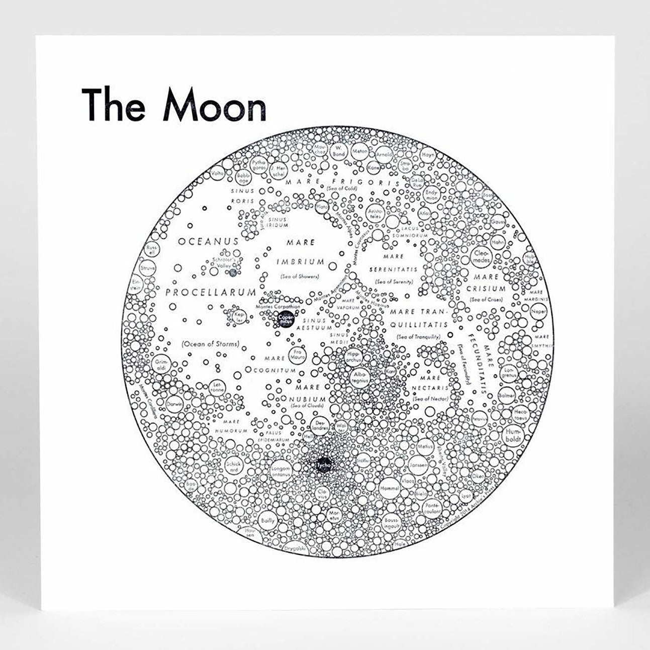 Moon Map Letterpress Print - Black/White