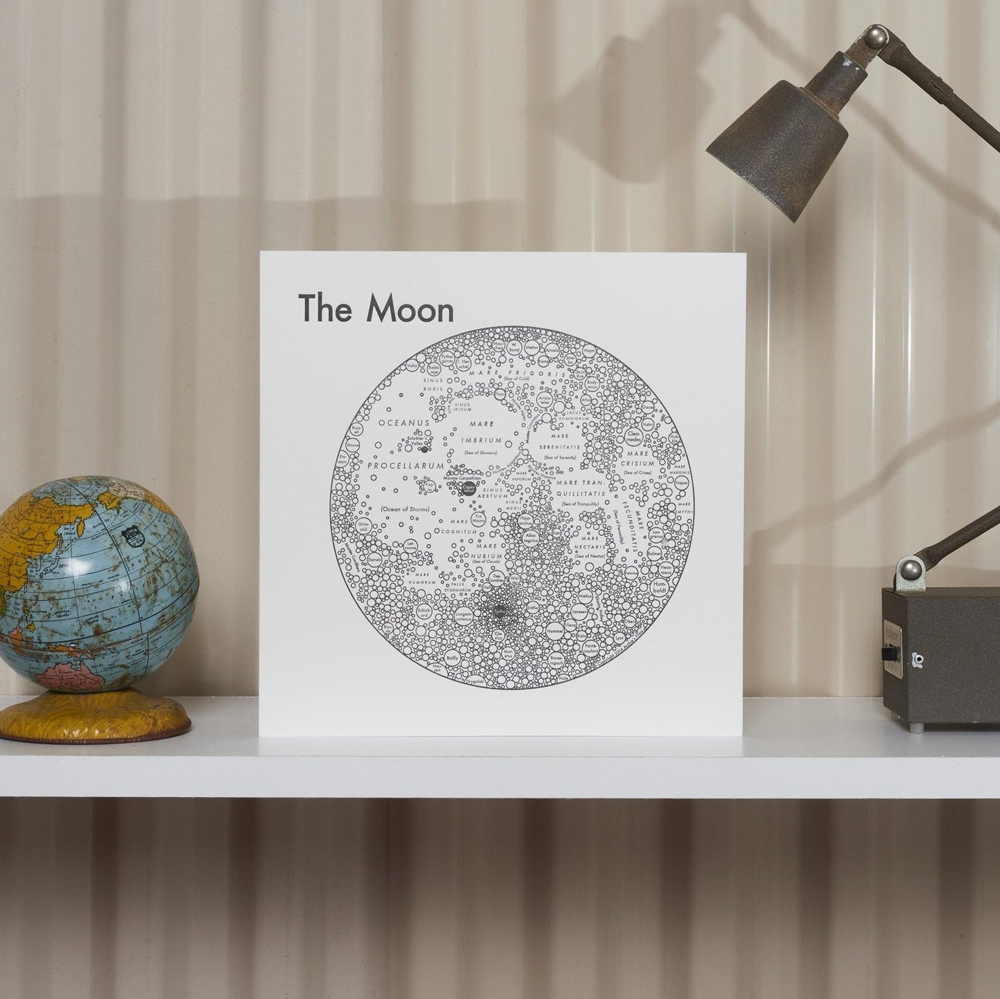 Moon Map Letterpress Print - Black/White