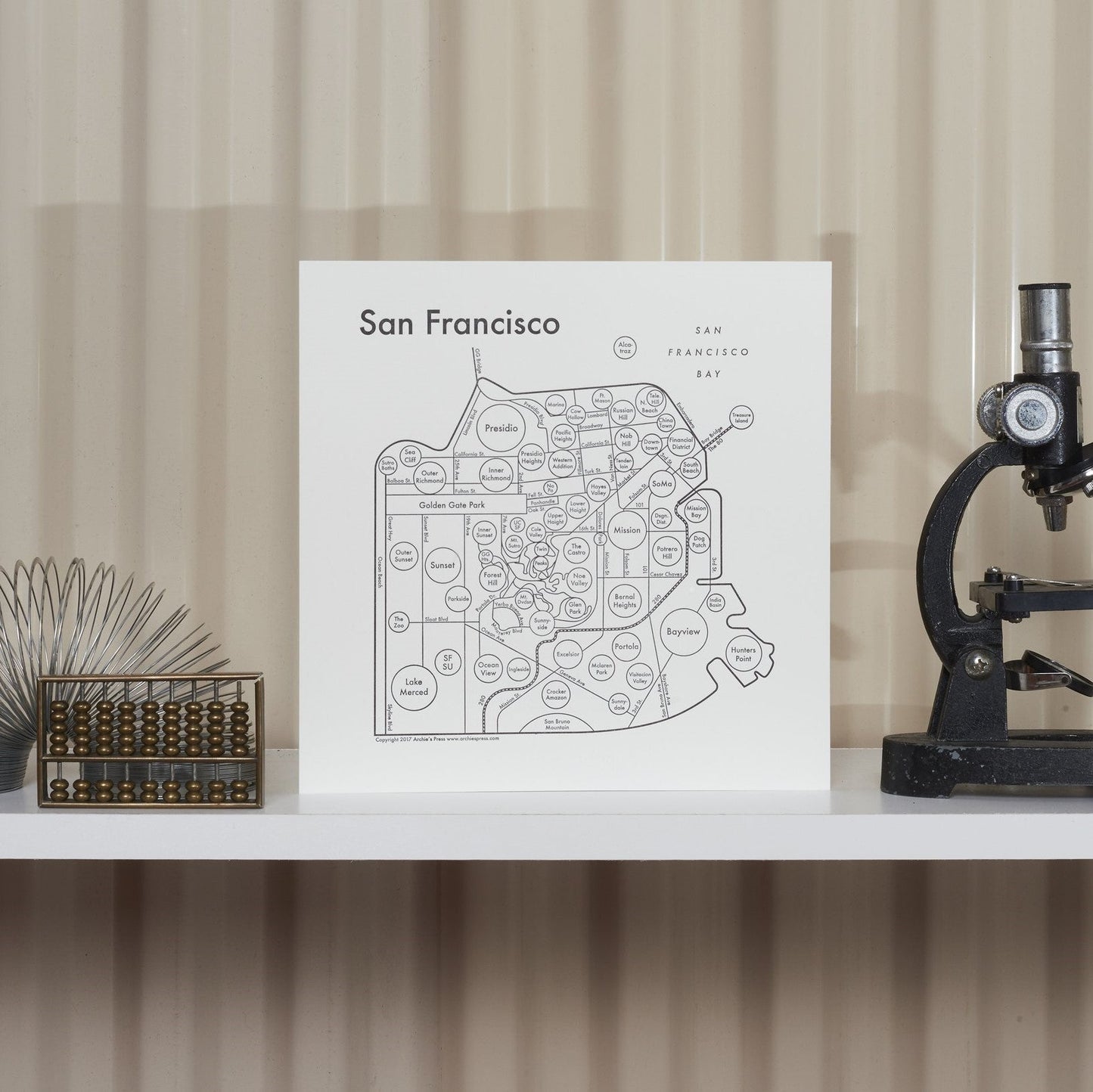 San Francisco Map Letterpress Print