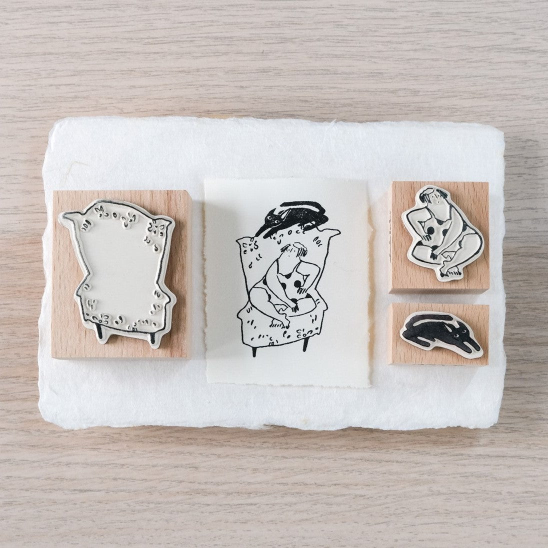 Couch Potato – Wooden Rubber Stamp Set