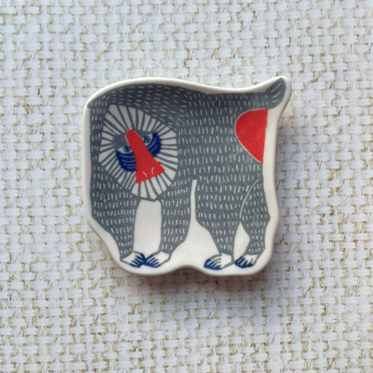 Grey Mandrill Ceramic Dish