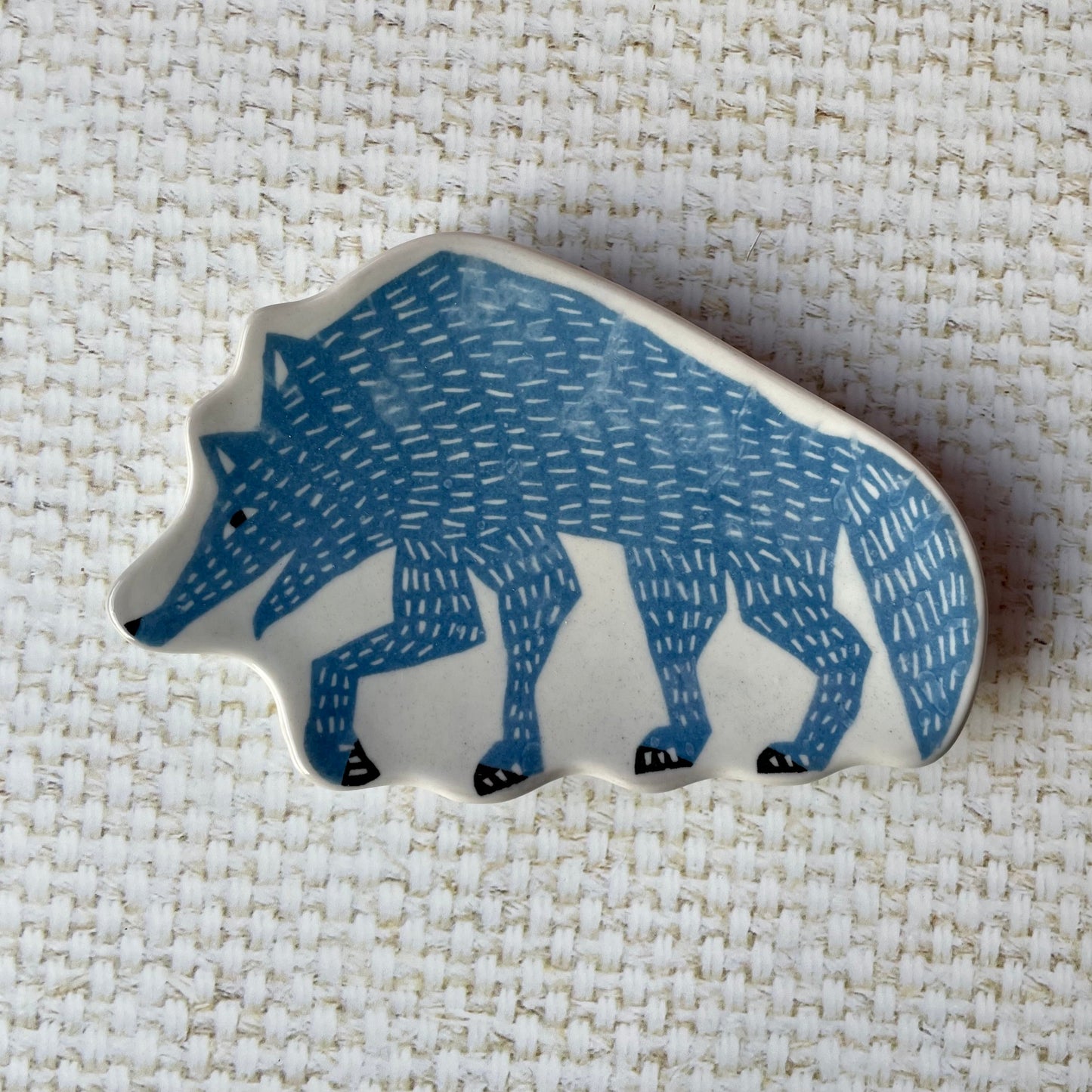 Blue Wolf Ceramic Dish