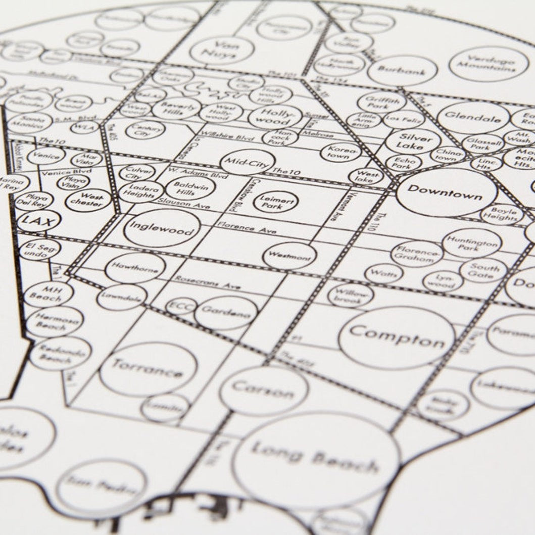 Los Angeles Map Letterpress Print