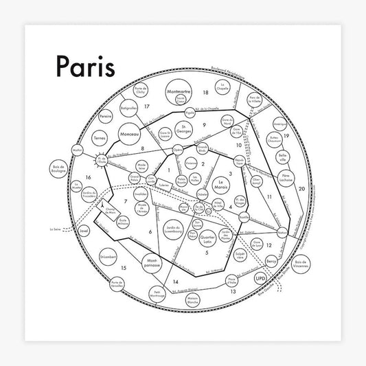 Paris Map Letterpress Print