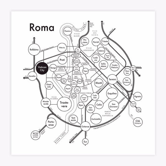 Rome Map Letterpress Print