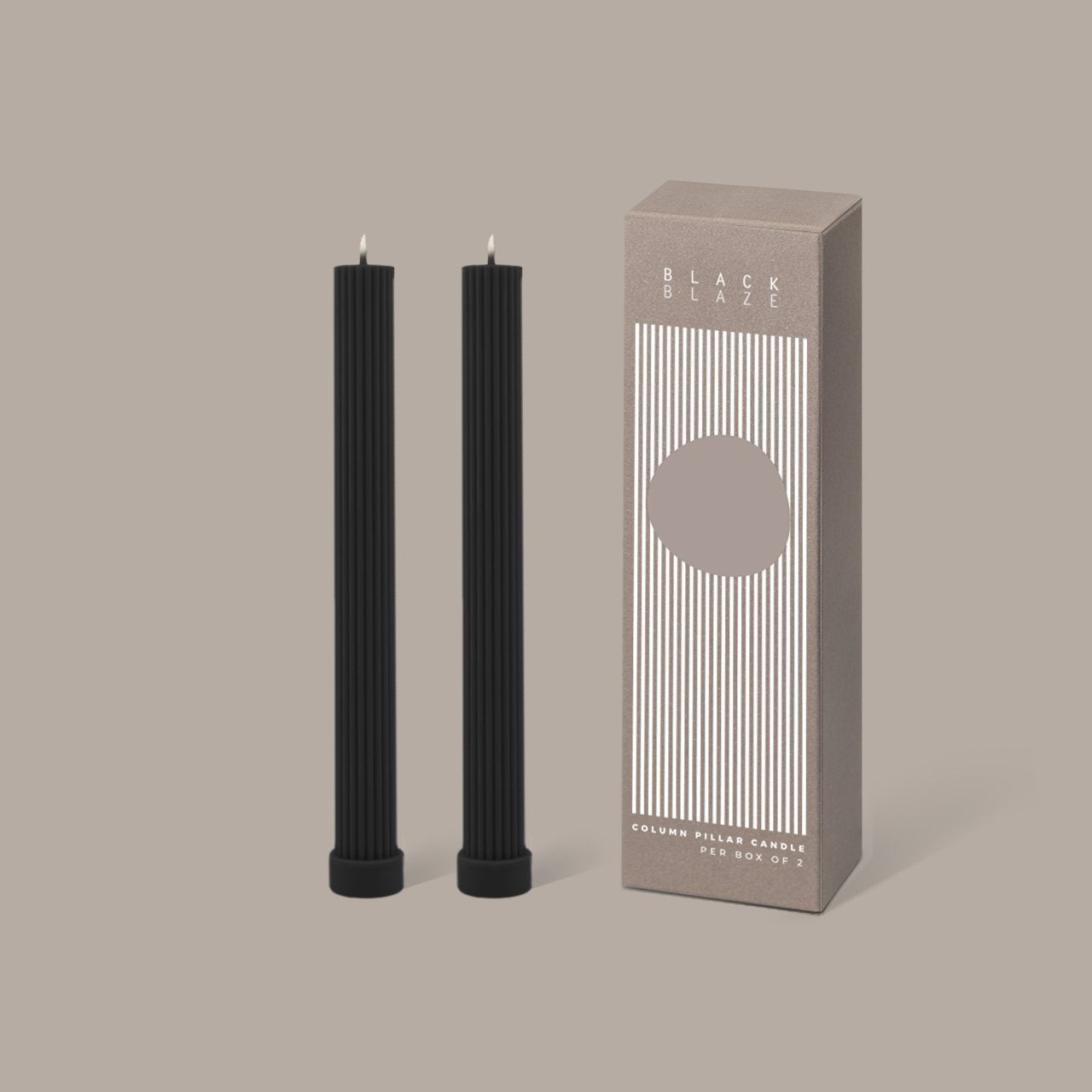 Column Pillar Candle Duo - Black