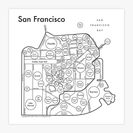 San Francisco Map Letterpress Print